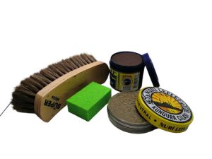 Leflef 4 lü Ayakkabı Bakım Seti Ekstra Kahverengi Boya - Naturel Cila - Krem Bej Fırça