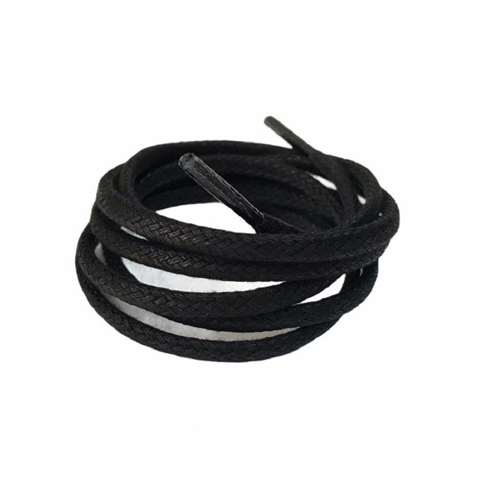 Yuvarlak Mumlu Postal Bağı K906 6mm x 120cm 1 Çift Siyah