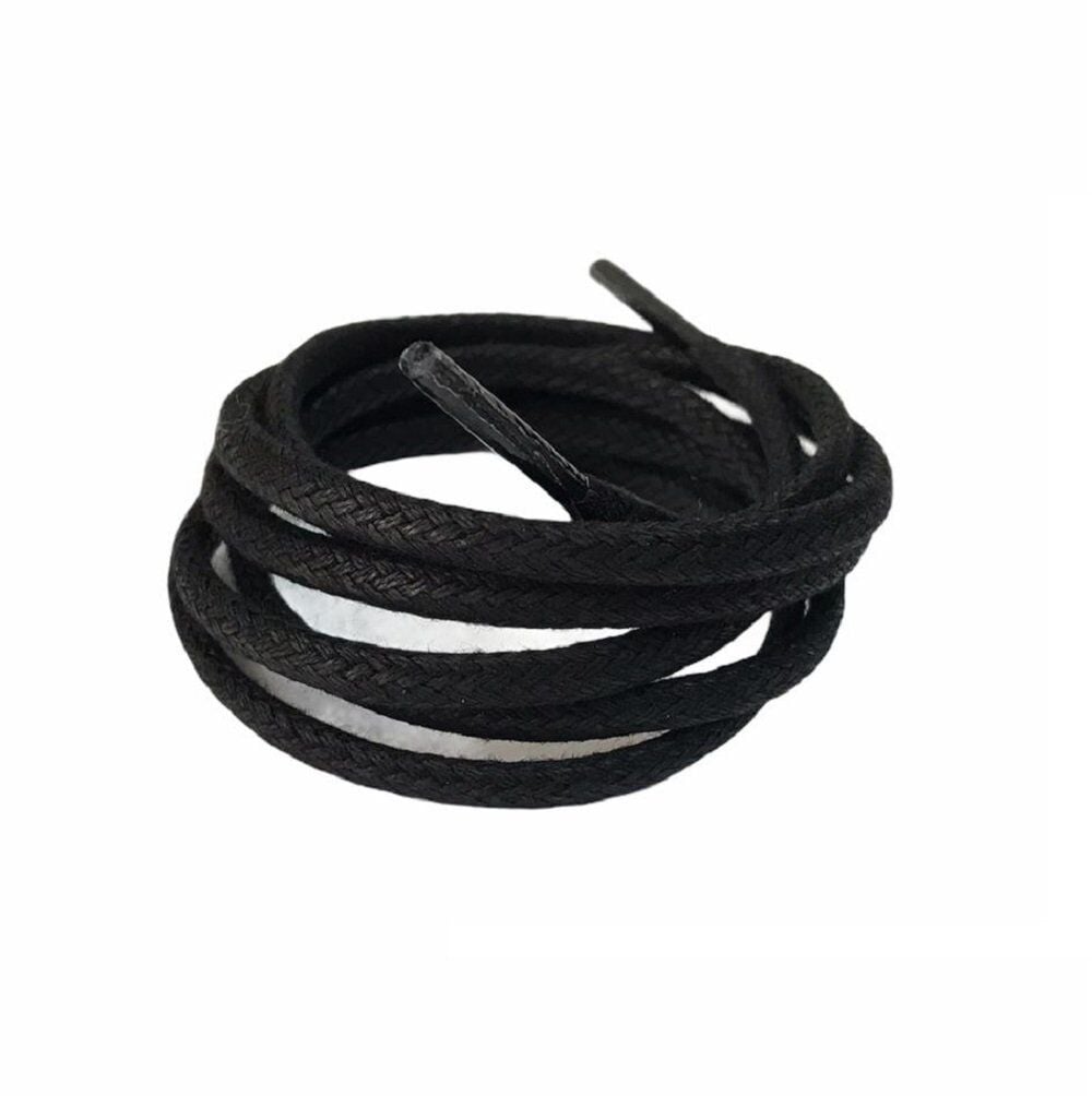 Yuvarlak Mumlu Postal Bağı K906 6mm x 120cm 1 Çift Siyah