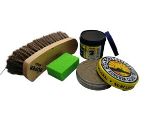 Leflef 4 lü Ayakkabı Bakım Seti Ekstra Koyu Kahve Boya - Kahverengi Cila - Krem Bej Fırça