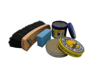 Leflef 4 lü Ayakkabı Bakım Seti Ekstra Koyu Kahve Boya - Naturel Cila - Siyah Fırça