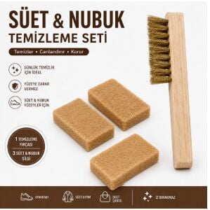 Süet Nubuk Temizleme Seti Tel Fırça + 3 Adet Süet Nubuk Silgisi