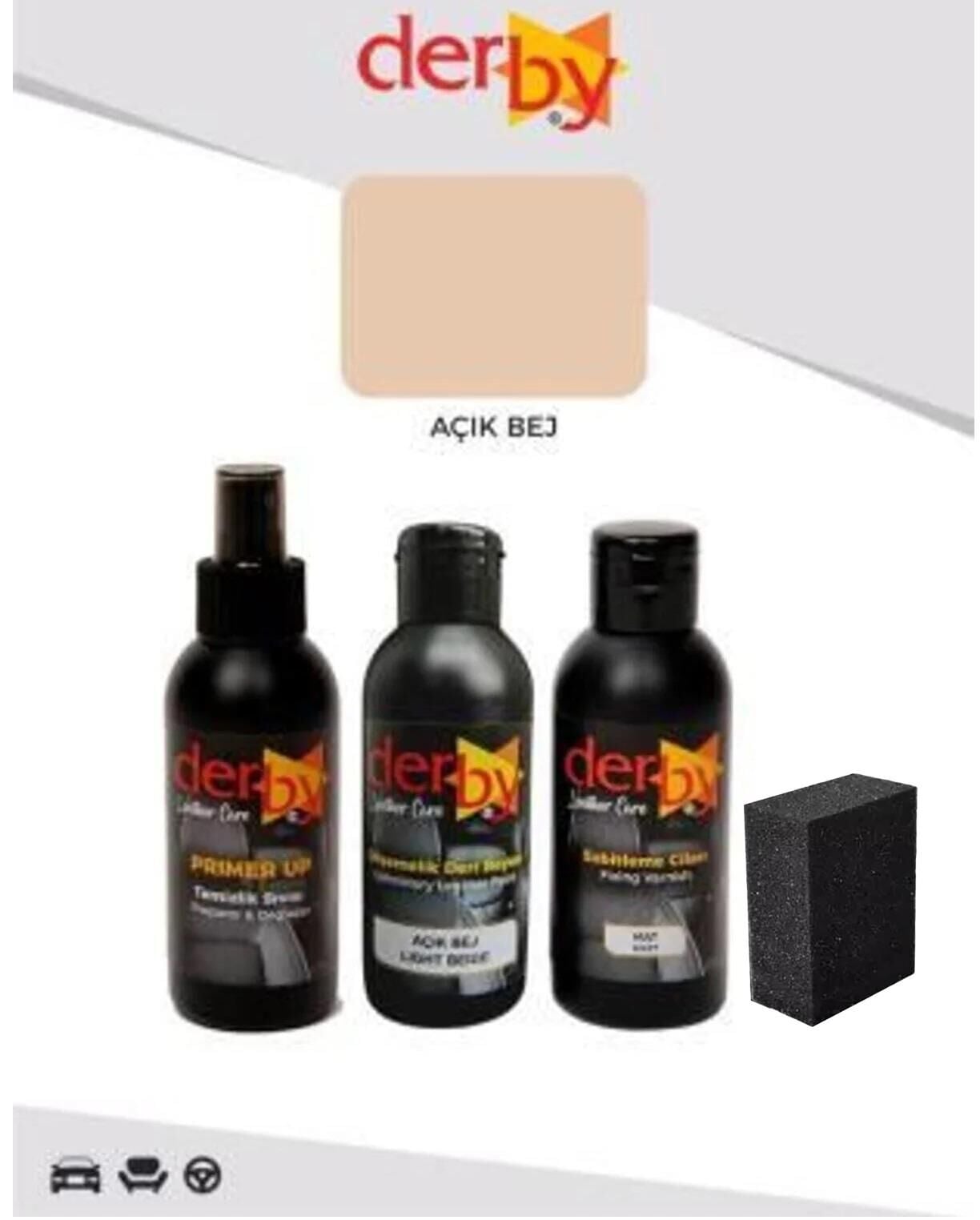 Derby Deri Döşeme Ve Direksiyon Boyası 4 lü Set Standart Renkler .Açık Bej