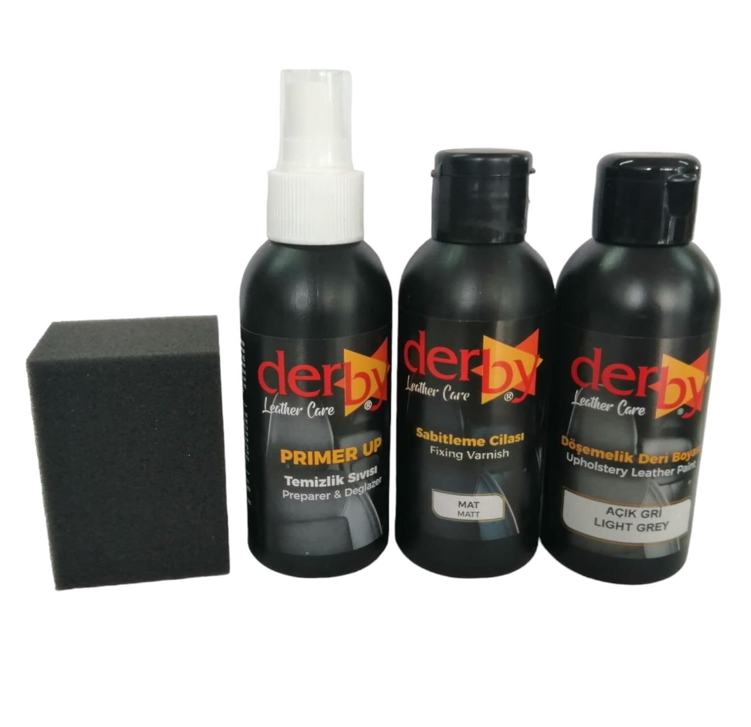 Derby Deri Döşeme Ve Direksiyon Boyası 4 lü Set Standart Renkler .Açık Gri