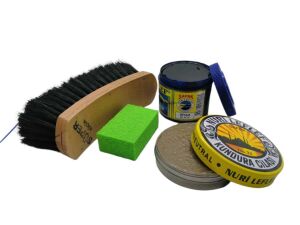 Leflef 4 lü Ayakkabı Bakım Seti Ekstra Siyah Boya - Siyah Cila - Siyah Fırça