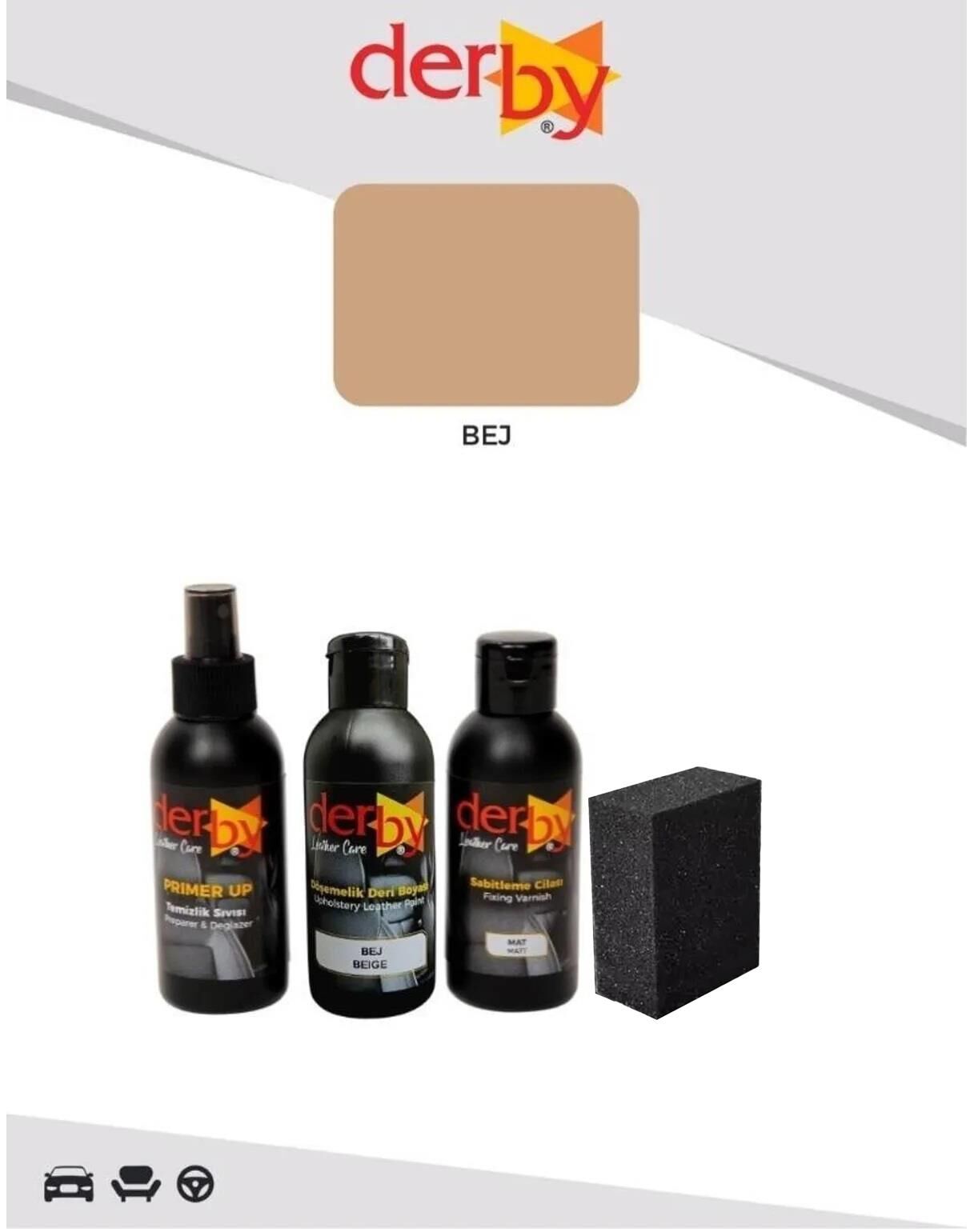 Derby Deri Döşeme Ve Direksiyon Boyası 4 lü Set Standart Renkler .Bej