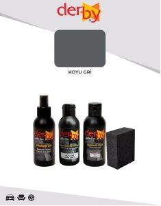 Derby Deri Döşeme Ve Direksiyon Boyası 4 lü Set Standart Renkler .Koyu Gri