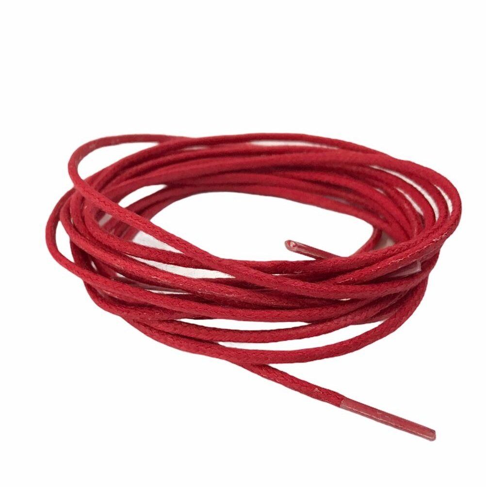 Yuvarlak Mumlu Ayakkabı Bağı 2mm K901 120cm 1 Çift Kırmızı