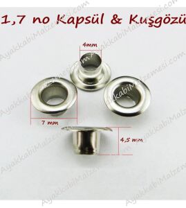 TOPTAN Kuşgözü 1,7 no 5000 Adet (Alt Pul Dahil Değildir)