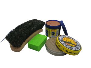 LefLef 4 lü Ayakkabı Bakım Seti Açık Kahve Boya - Naturel Cila