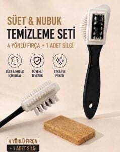1 Adet 4 Yönlü Süet Nubuk Temizleme Fırçası + 1 Adet Nubuk Silgisi