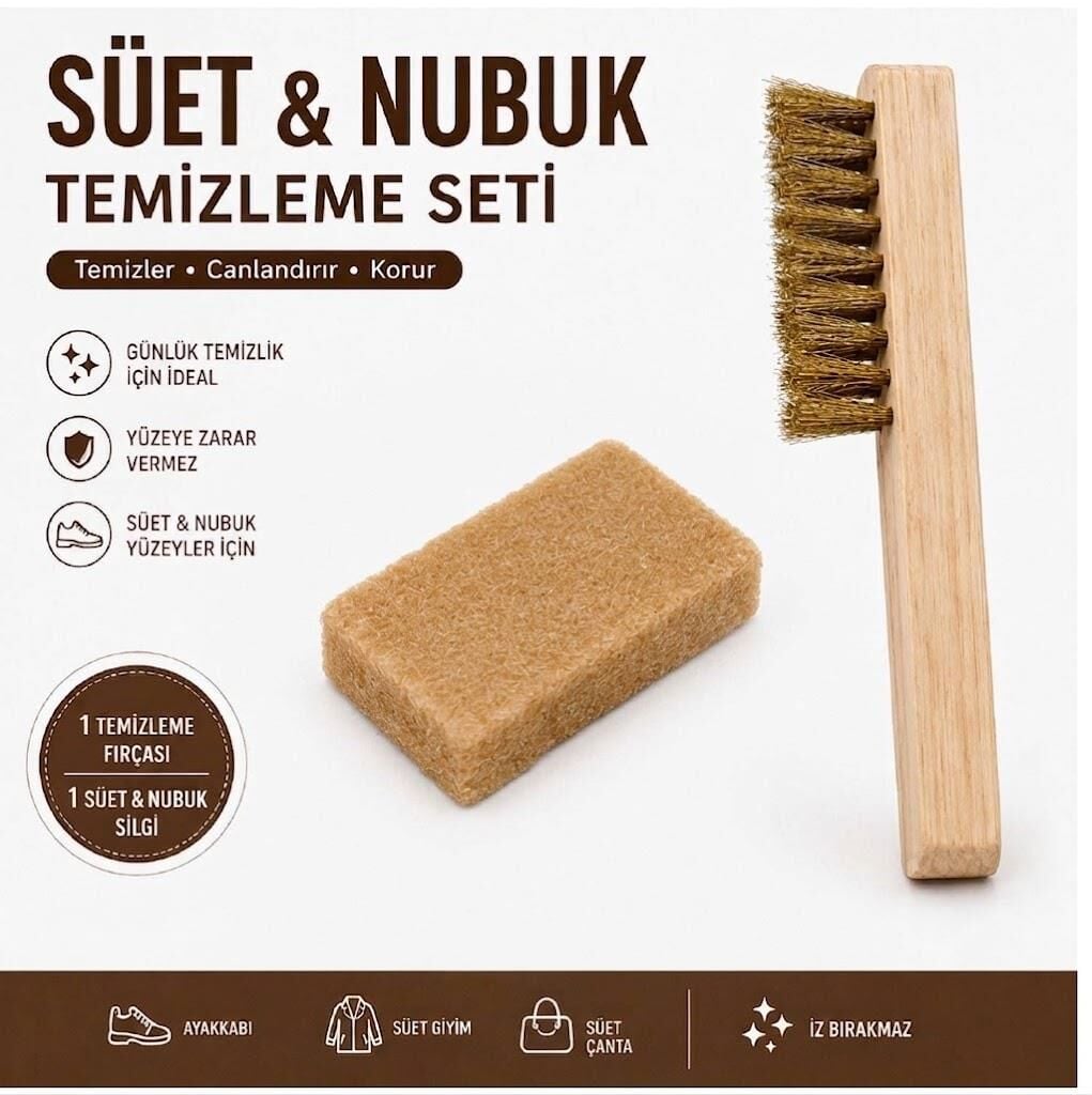 Süet Nubuk Temizleme Seti Tel Fırça + 1 Adet Süet Nubuk Silgisi