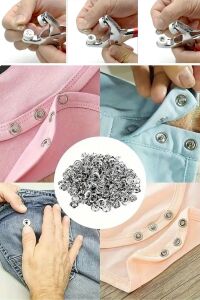 SRTfootcare 200 adet Paslanmaz Çelik Çıtçıt ve Pense Seti Metal Çıt Çıt Makinesi