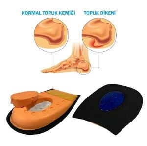 TOPTAN SRTfootcare Heelspur (Epin Topukluk) Hakiki Deri Jel Takviyeli Topuk Dikeni Yarım Tabanlık 25 Çift