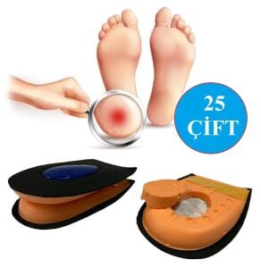 TOPTAN SRTfootcare Heelspur (Epin Topukluk) Hakiki Deri Jel Takviyeli Topuk Dikeni Yarım Tabanlık 25 Çift