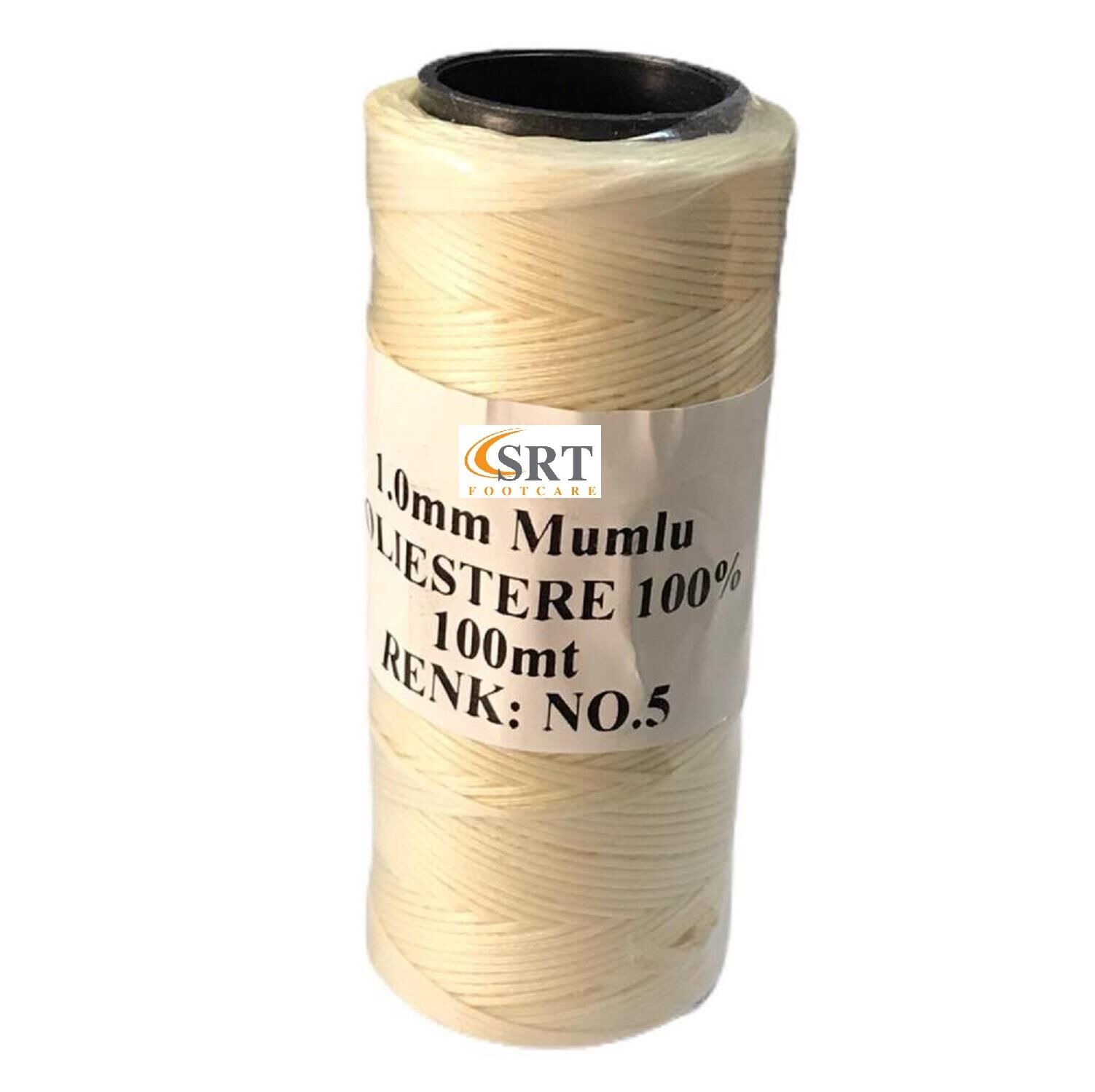 SRTfootcare Deri El Dikişi İçin Mumlu İplik 1 Mm 100mt (leathercraft, Deri Hobi) Krem