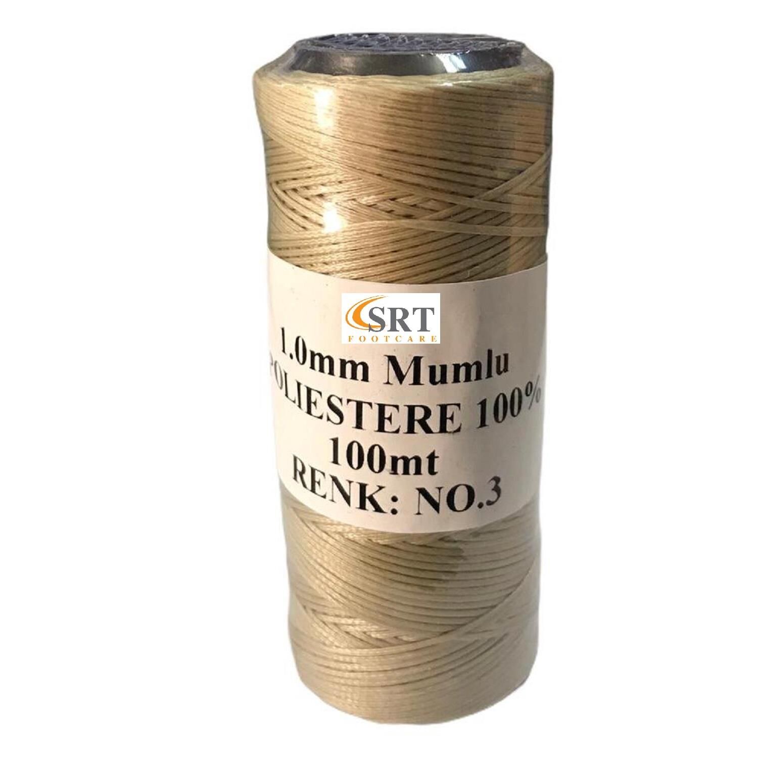 SRTfootcare Deri El Dikişi İçin Mumlu İplik 1 Mm 100mt (leathercraft, Deri Hobi) Bej