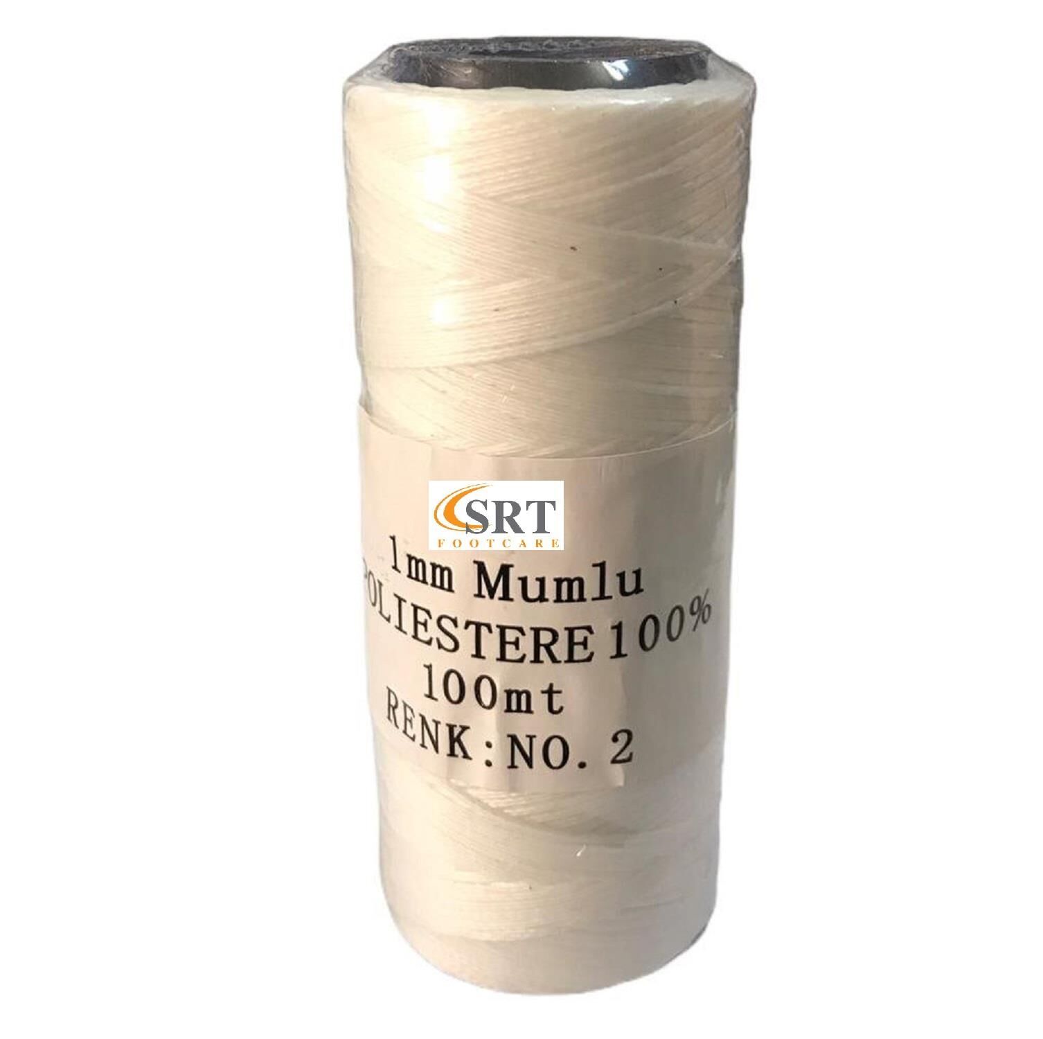 SRTfootcare Deri El Dikişi İçin Mumlu İplik 1 Mm 100mt (leathercraft, Deri Hobi) Beyaz