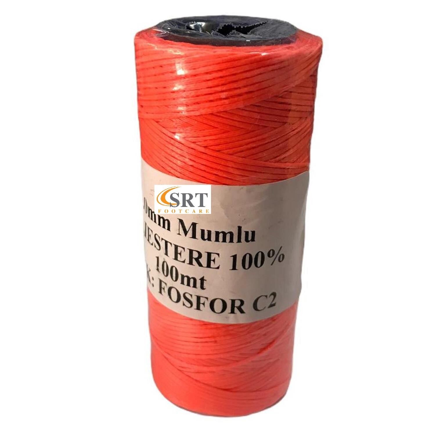 SRTfootcare Deri El Dikişi İçin Mumlu İplik 1 Mm 100mt (leathercraft, Deri Hobi) Fosfor Turuncu