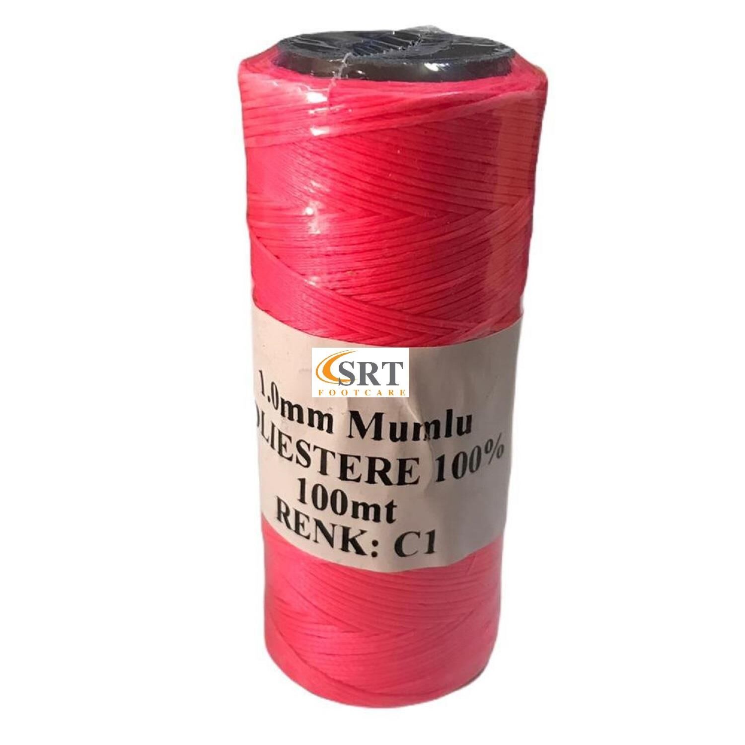 SRTfootcare Deri El Dikişi İçin Mumlu İplik 1 Mm 100mt (leathercraft, Deri Hobi) Fosfor Pembe
