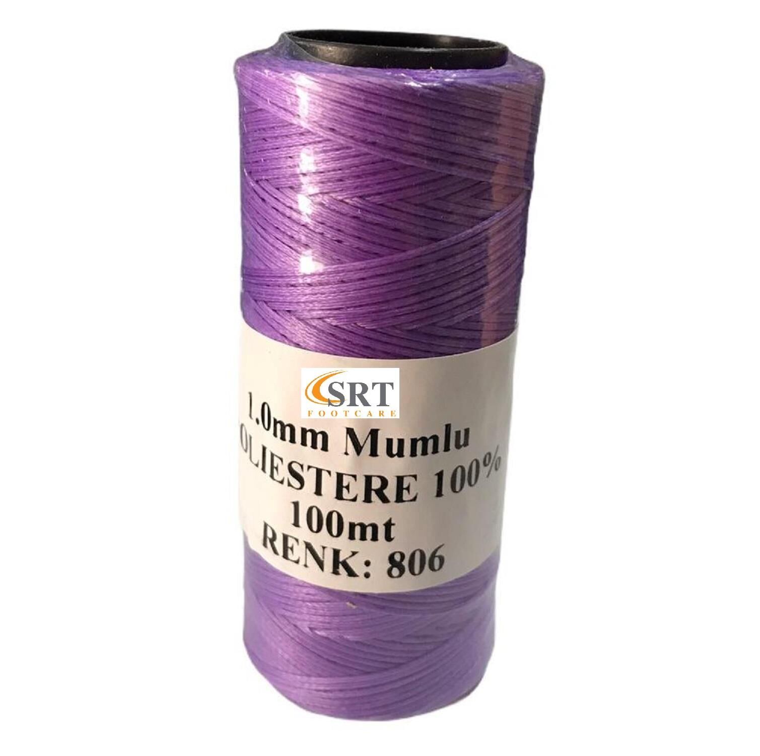 SRTfootcare Deri El Dikişi İçin Mumlu İplik 1 Mm 100mt (leathercraft, Deri Hobi) Mor