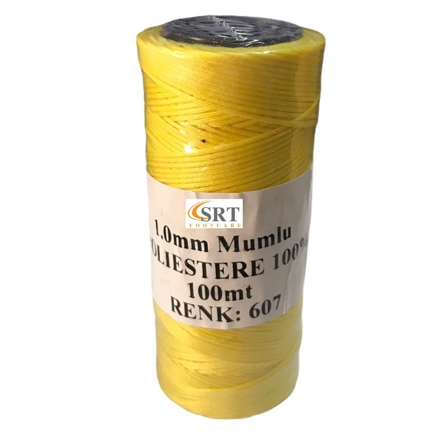 SRTfootcare Deri El Dikişi İçin Mumlu İplik 1 Mm 100mt (leathercraft, Deri Hobi) Sarı 607