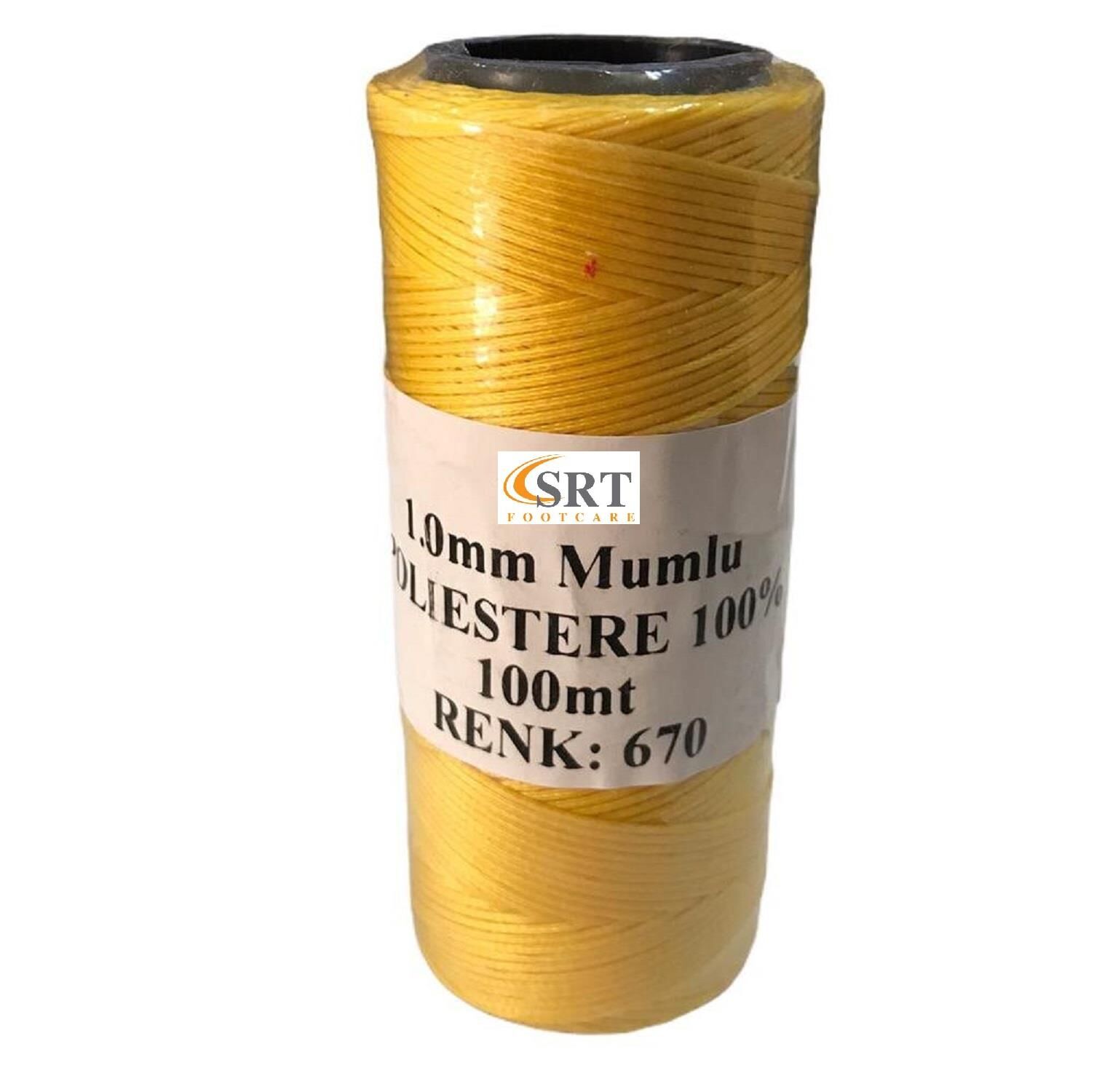 SRTfootcare Deri El Dikişi İçin Mumlu İplik 1 Mm 100mt (leathercraft, Deri Hobi) Sarı 670