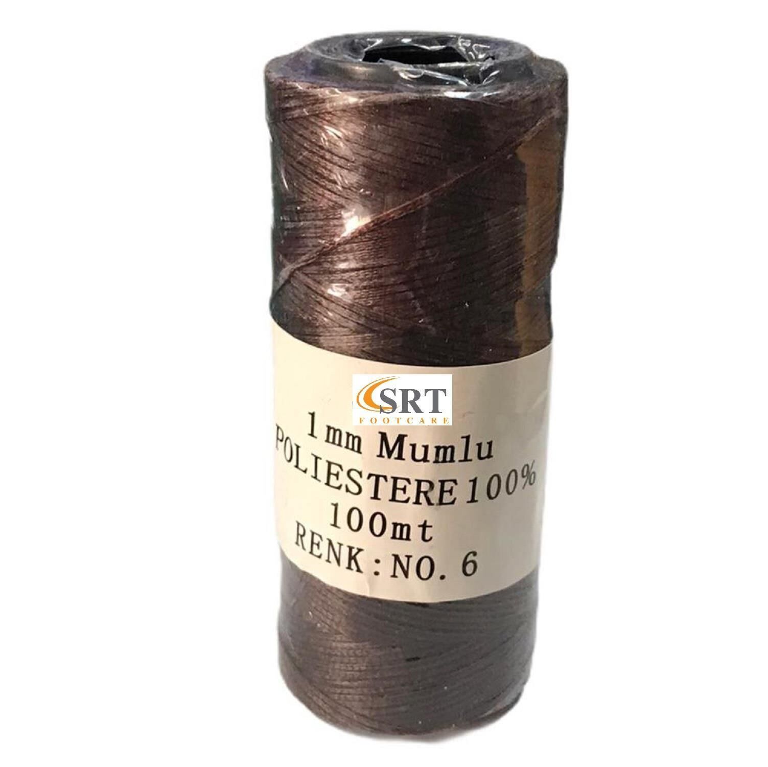 SRTfootcare Deri El Dikişi İçin Mumlu İplik 1 Mm 100mt (leathercraft, Deri Hobi) Koyu Kahve 06