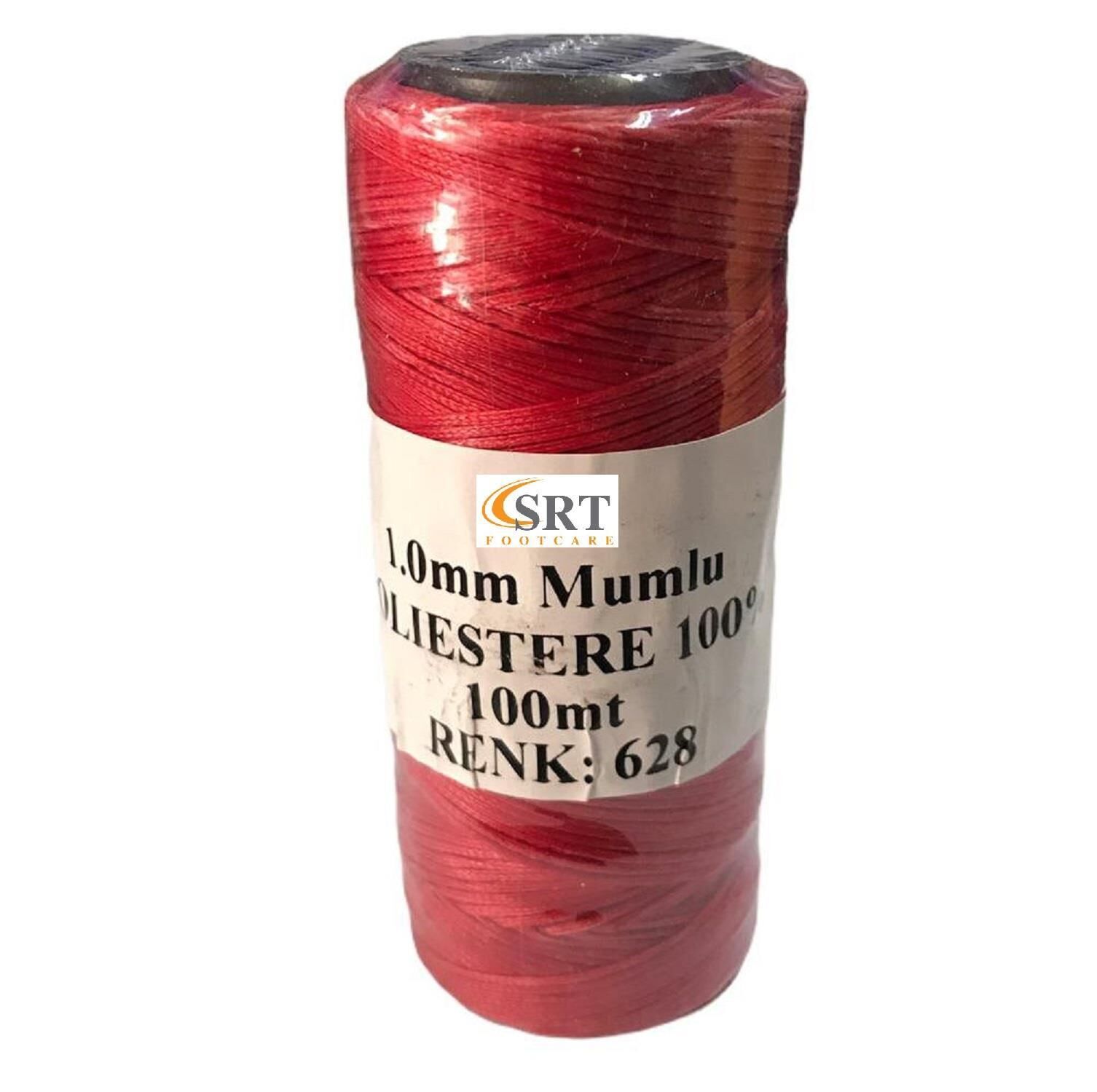 SRTfootcare Deri El Dikişi İçin Mumlu İplik 1 Mm 100mt (leathercraft, Deri Hobi) Kırmızı