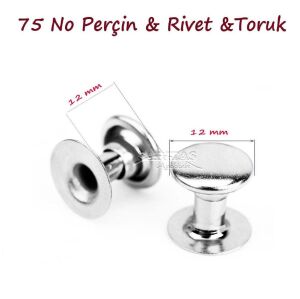Perçin Rivet 75 no 12mm 25 Takım (Leathercraft, Deri Hobi) Altın