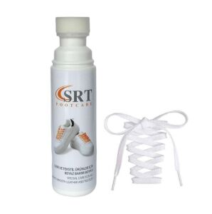 SRTfootcare Spor Beyaz Deri Ve Kumaş Ayakkabı Bakım Boyası 75 Ml 1 Adet + 1 Çift K103 Spor Beyaz Bağcık