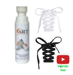 Spor Beyaz Deri Ve Kumaş Ayakkabı Bakım Boyası 75 Ml 1 Adet + 2 Çift K103 Spor Siyah Beyaz Bağcık