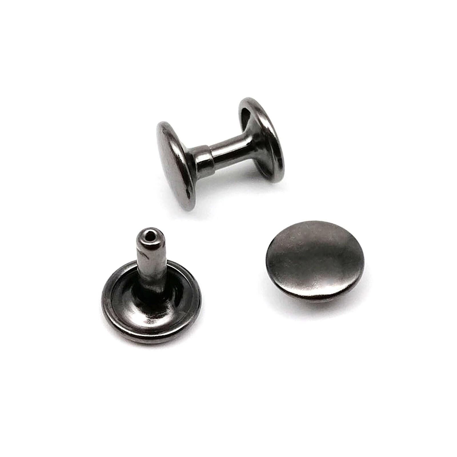 Perçin 33,5no 9mm İki Taraf Kafa 50 Takım (Leathercraft, Deri Hobi) Siyah Nikel
