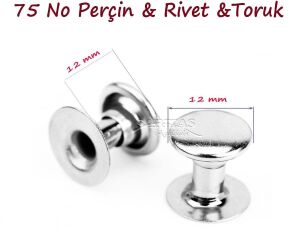 TOPTAN Perçin Rivet 75 no 1000 Adet (Leathercraft, Deri Hobi) Siyah Boyalı