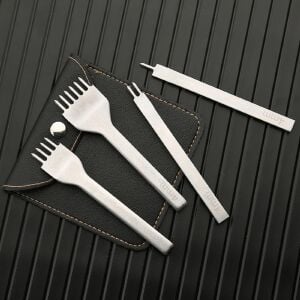 El Dikişi İçin Çapraz Delgi / Çatal Deri Zımba Seti 6 mm 4 Adet Deri El Aleti