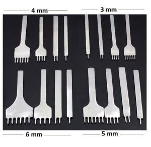 El Dikişi İçin Çapraz Delgi / Çatal Deri Zımba Seti 6 mm 4 Adet Deri El Aleti