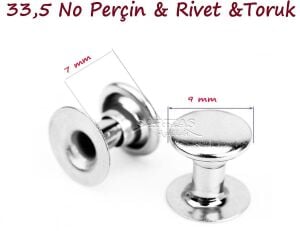 TOPTAN Perçin, Rivet, Toruk 33,5 no 2000 Adet (Leathercraft, Deri Hobi)