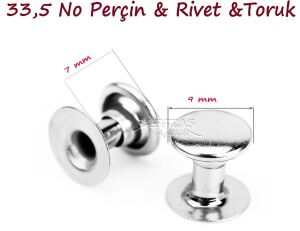 TOPTAN Perçin, Rivet, Toruk 33,5 no 2000 Adet (Leathercraft, Deri Hobi) Nikel