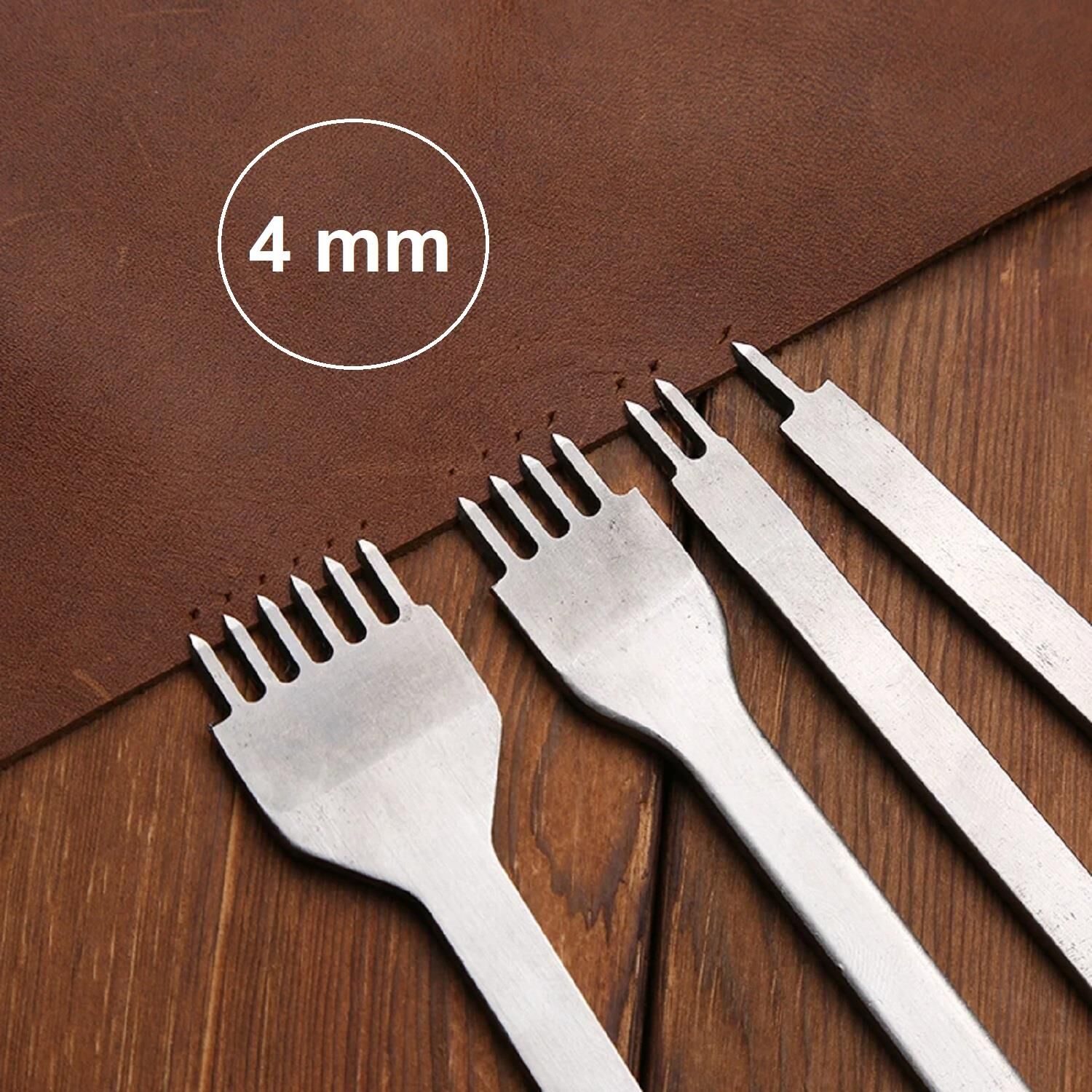 El Dikişi İçin Çapraz Delgi  / Çatal Deri Zımba Seti 4mm Deri El Aleti