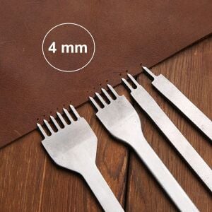 El Dikişi İçin Çapraz Delgi  / Çatal Deri Zımba Seti 4mm Deri El Aleti