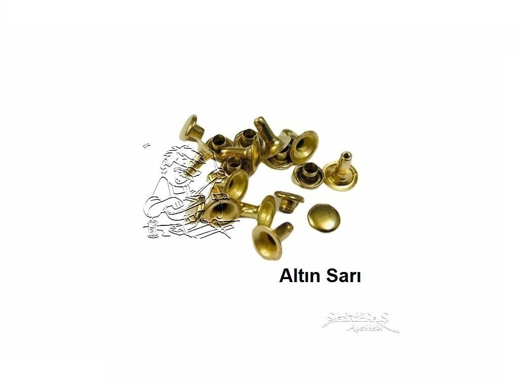 Perçin Rivet 0 no 6mm 50 Takım (Leathercraft, Deri Hobi) Altın