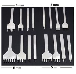 El Dikişi İçin Çapraz Delgi  / Çatal Deri Zımba Seti 3mm 4 Adet Deri El Aleti