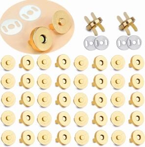 TOPTAN Çanta Mıknatısı 100 Adet 18mm Deri El Aleti Siyah Nikel