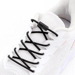 SRTfootcare Akıllı Vidalı Kilitli Elastik Outdoor Ayakkabı Bağcığı Yuvarlak 100cm 1 Çift Siyah