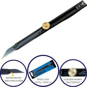 Machket‑103 9 mm Kilitli Metal Maket Bıçağı – Dayanıklı & Güvenli Kesim Aracı