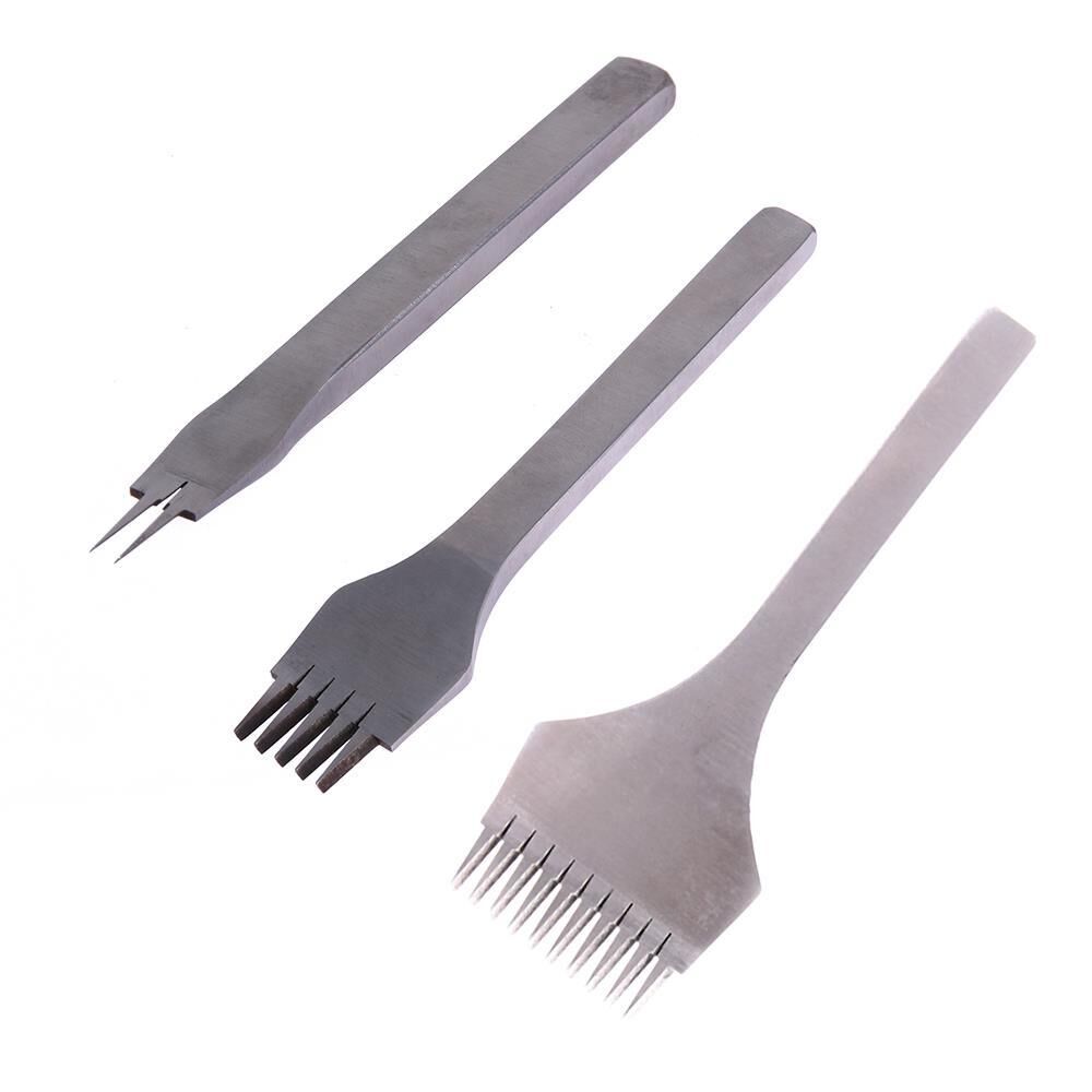 SRTfootcare Fransız Tarzı Çapraz Çatal Deri Zımbası 3 mm 2li - 5li - 10 lu Set