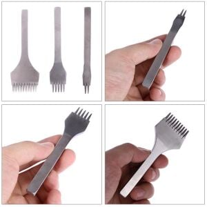 Fransız Tarzı Çapraz Çatal Deri Zımbası 3 mm 2li - 5li - 10 lu Set