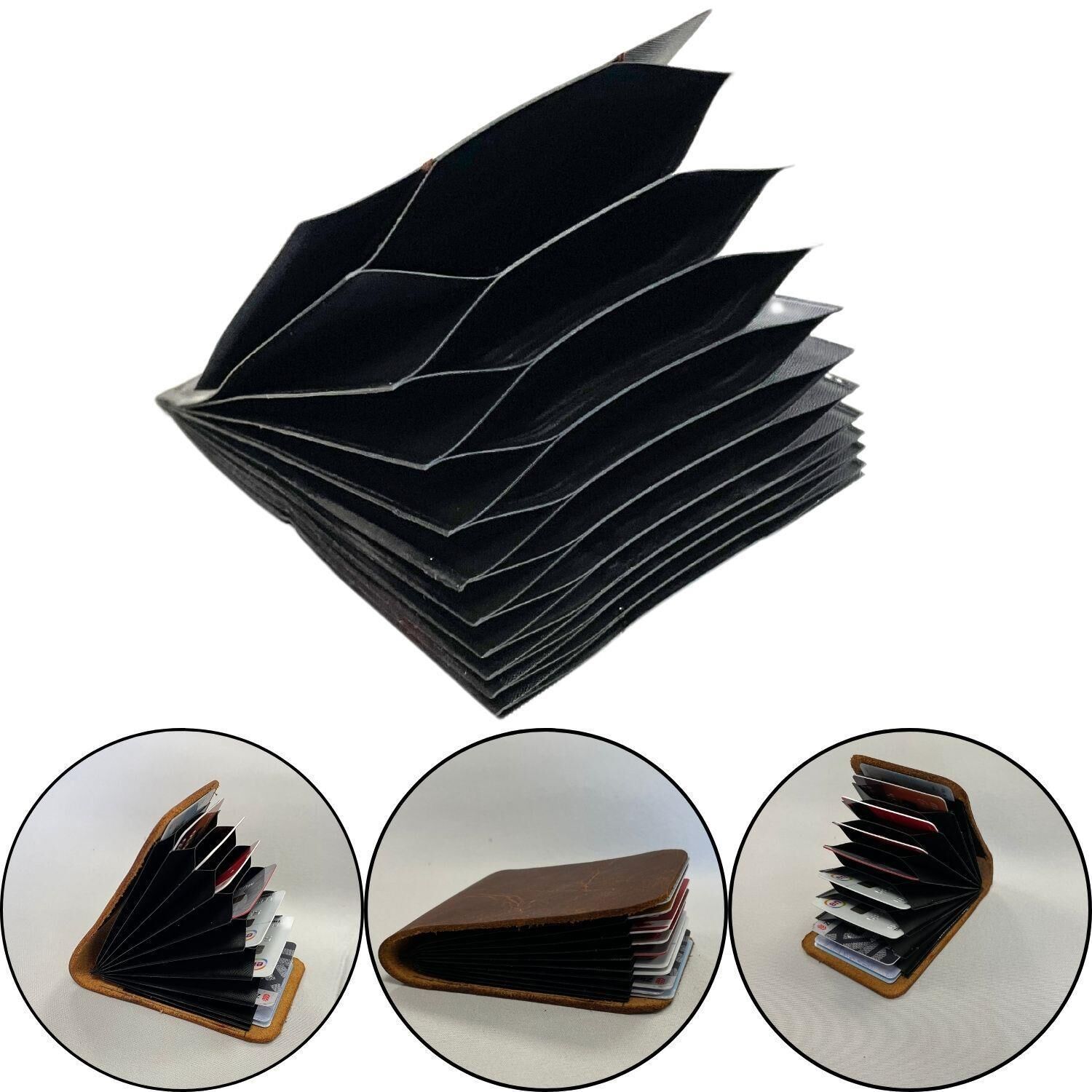 Dikey Akordiyon Plastik Kartlık Siyah, Deri Hobi Kartlık Cüzdan Yapımına Uygun