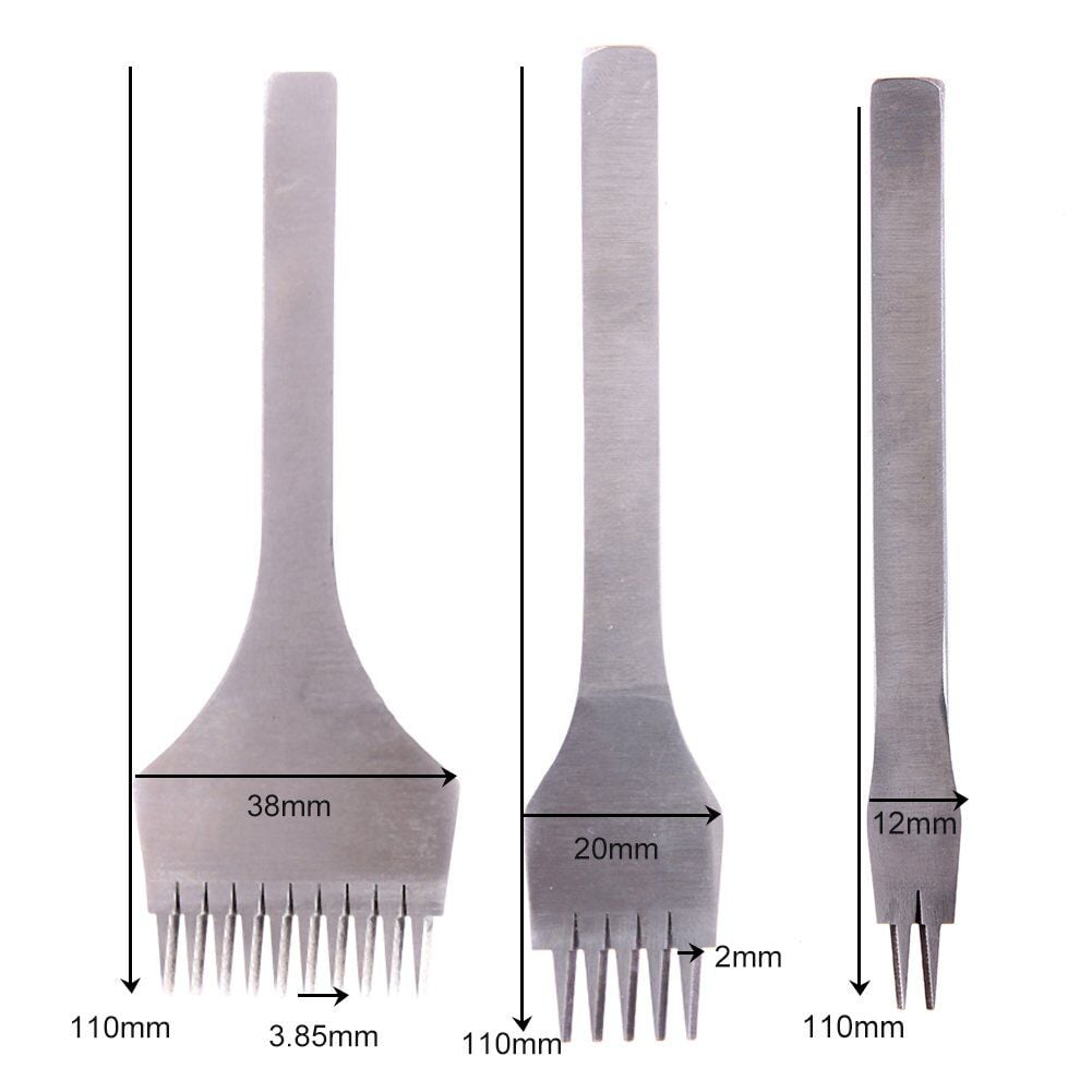 SRTfootcare Fransız Tarzı Çapraz Çatal Deri Zımbası 3,85 mm 2li - 5li - 10 lu Set