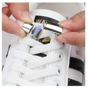 Mıknatıslı NİKEL KAPAMALI Elastik Yassı Bağcık 100 cm 1 Çift Lacivert